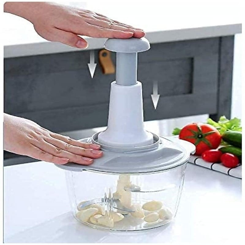 2L Multi-Function Hand-Push Chopper - Large Capacity Manual Food Processor For Efficient Chopping, Mixing, And Preparation In The Kitchen