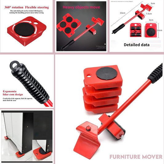 Heavy Duty Furniture Mover Kit with Lifter