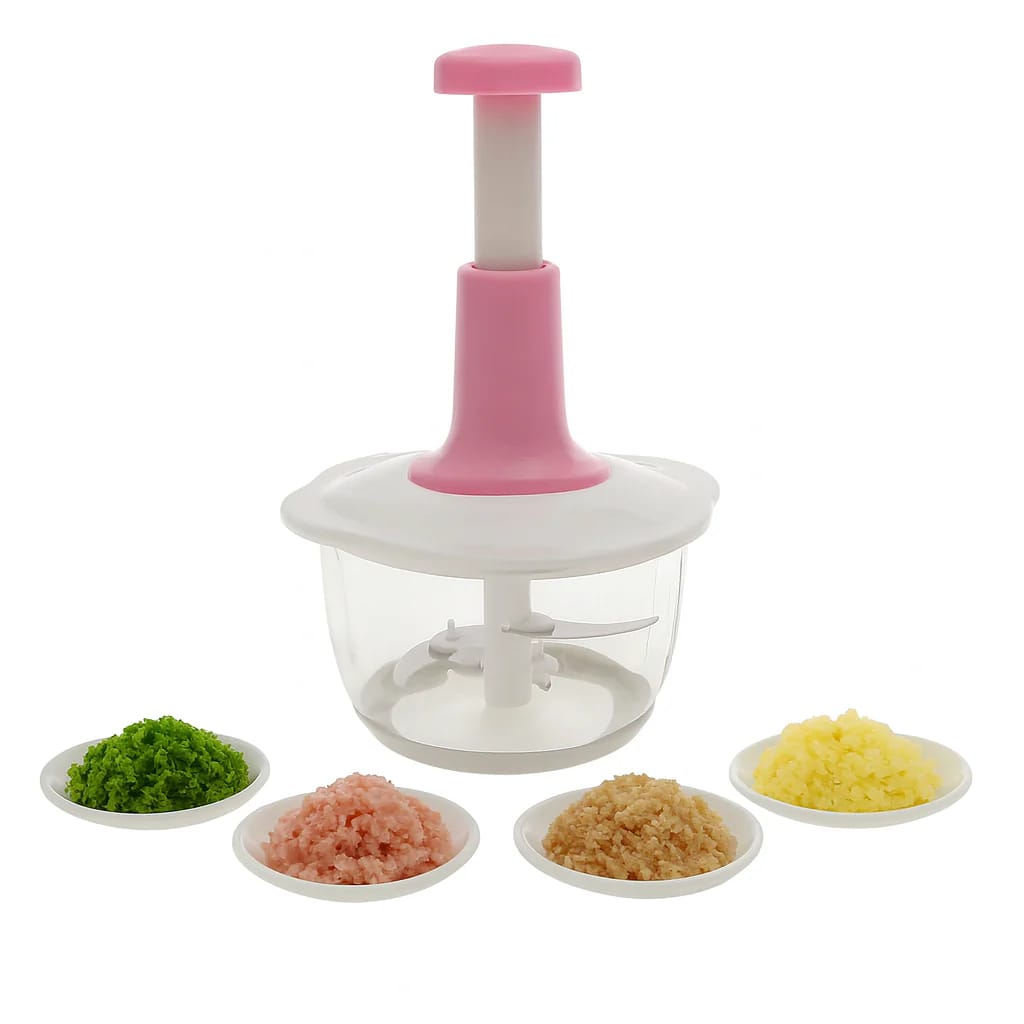 2L Multi-Function Hand-Push Chopper - Large Capacity Manual Food Processor For Efficient Chopping, Mixing, And Preparation In The Kitchen