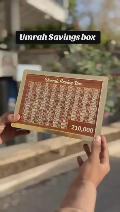 Wooden Umrah Saving Box | Premium Money Box with 210,000 Goal Tracker